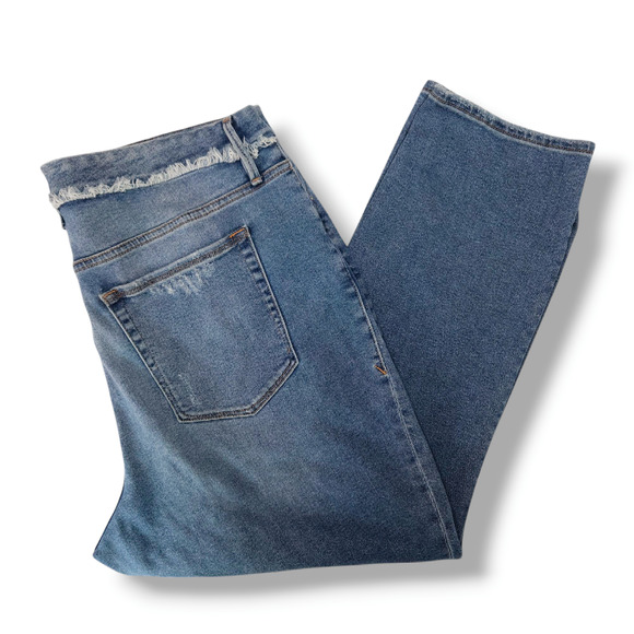 EUC Good American Good Straight Frayed High Waist Ankle Straight Leg Jeans Sz 18 - Picture 1 of 10